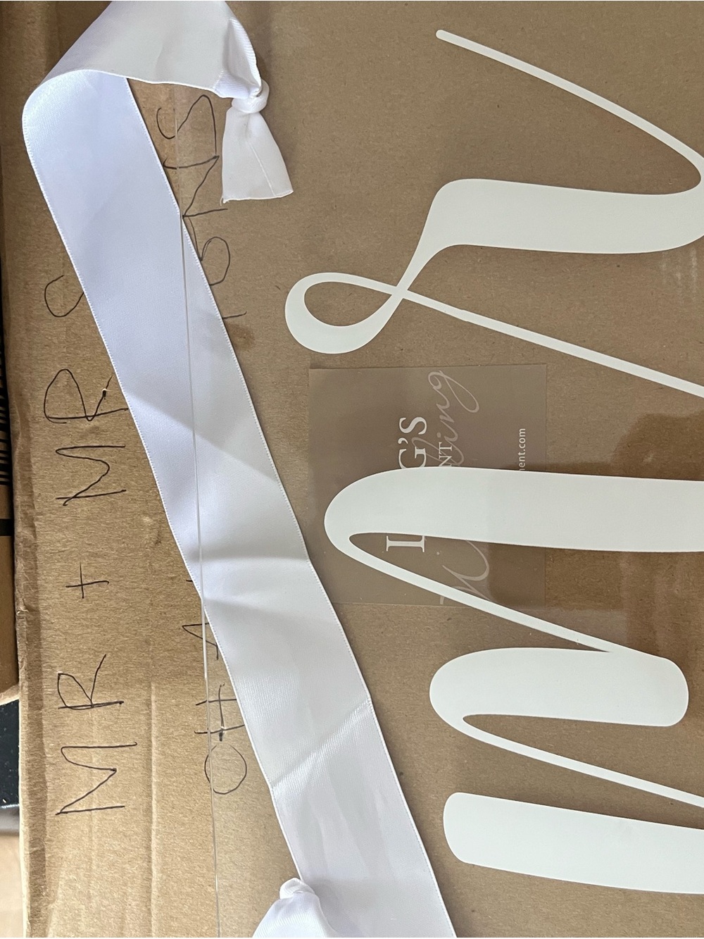White Satin Ribbon Sash for Celebrations - Neutral White